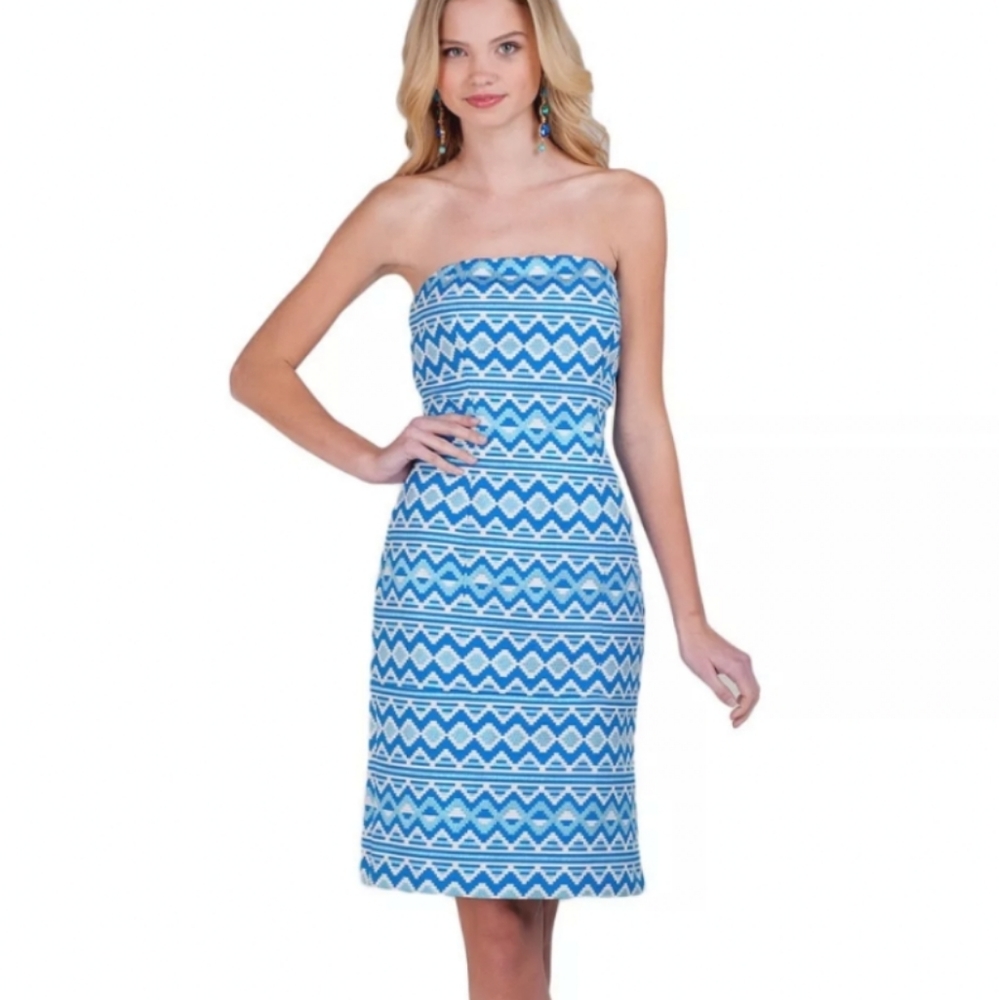 Belle Badgley Mischka Blue Party Cocktail Dress